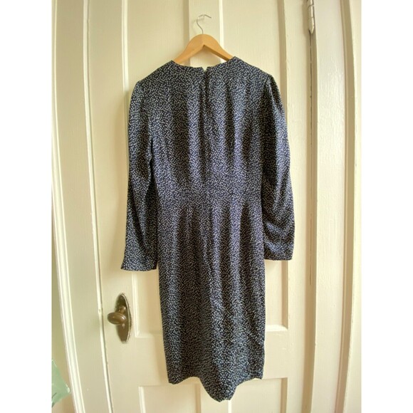 Vintage 80s does 40s Silk dress, polka dots gathered front No6, minimalist, Sz8 - Picture 6 of 7